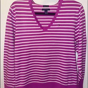 Tommy Hilifiger long sleeve v-neck striped sweater